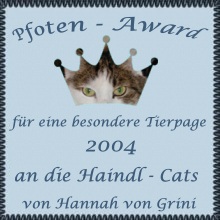 Pfoten-Award von Lenchen und Hannah